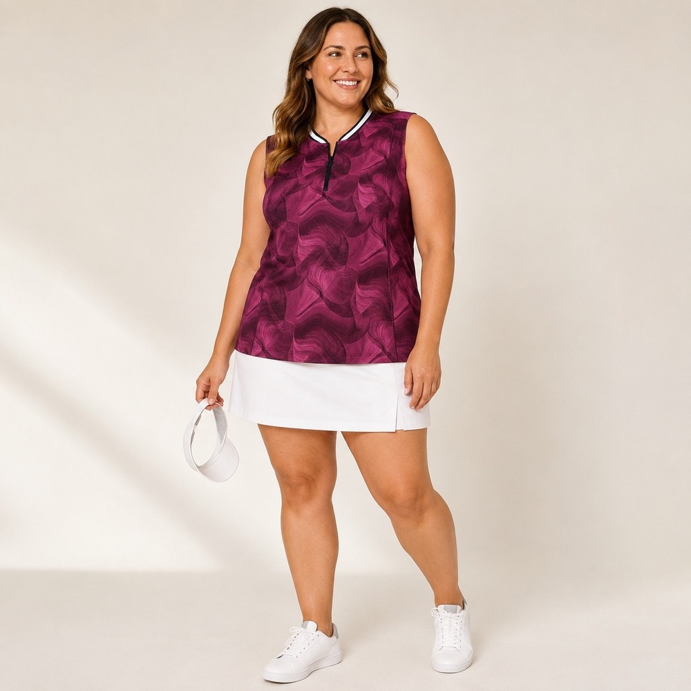 Slazenger Golf Sleeveless Top XL Purple Abstract Swirl Quarter Zip Gorpcore